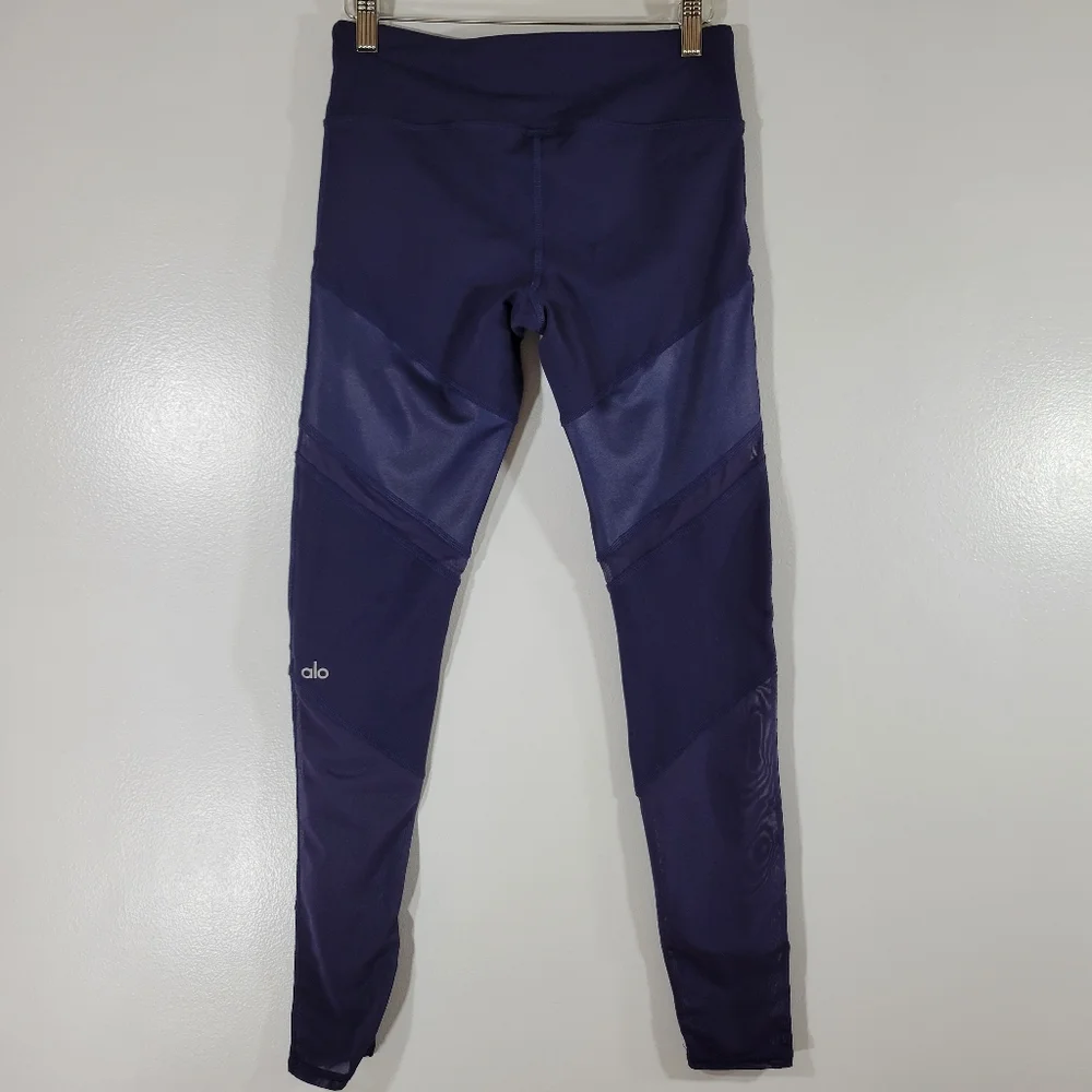 ALO Sheila indigo high waisted mesh inset yoga active work out leggings